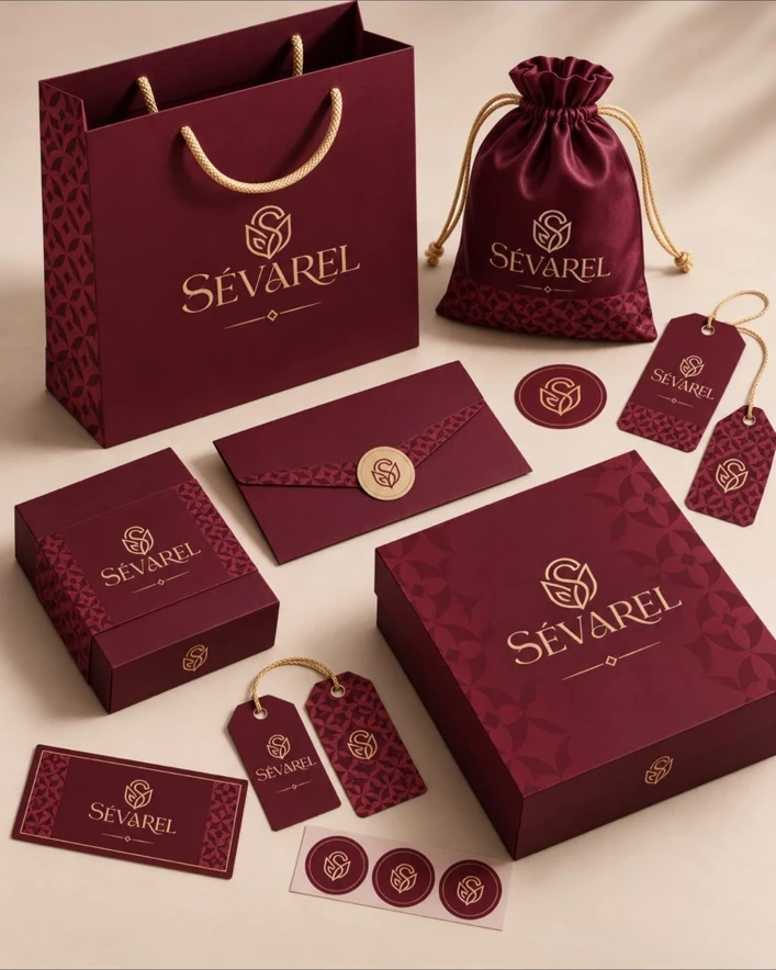 Burgundy Sévarel gift packaging and thoughtful keepsakes